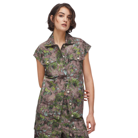 Gilet con stampa all-over floreale