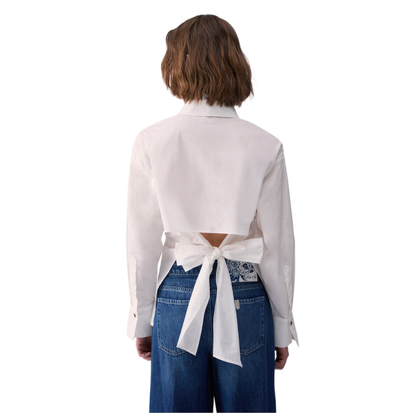 Camicia di cotone cut out con fiocco 