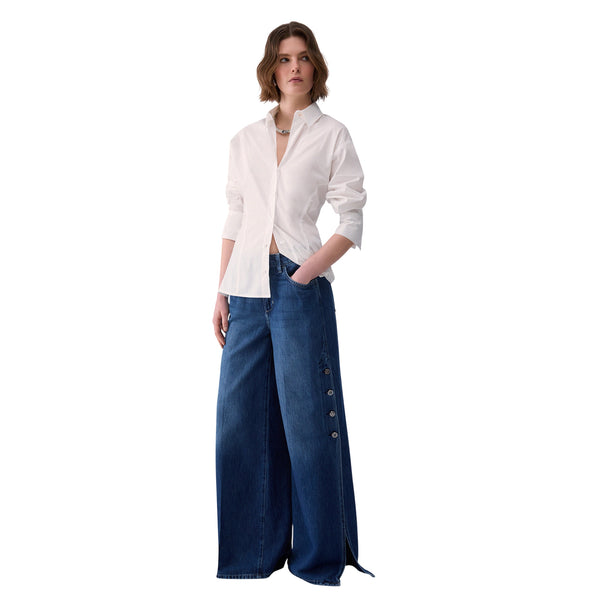 Camicia di cotone cut out con fiocco 