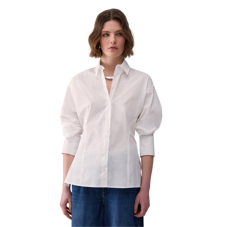 Camicia di cotone cut out con fiocco 