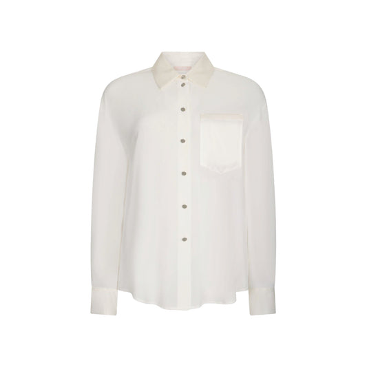 Camicia Donna in raso bianco con tasca