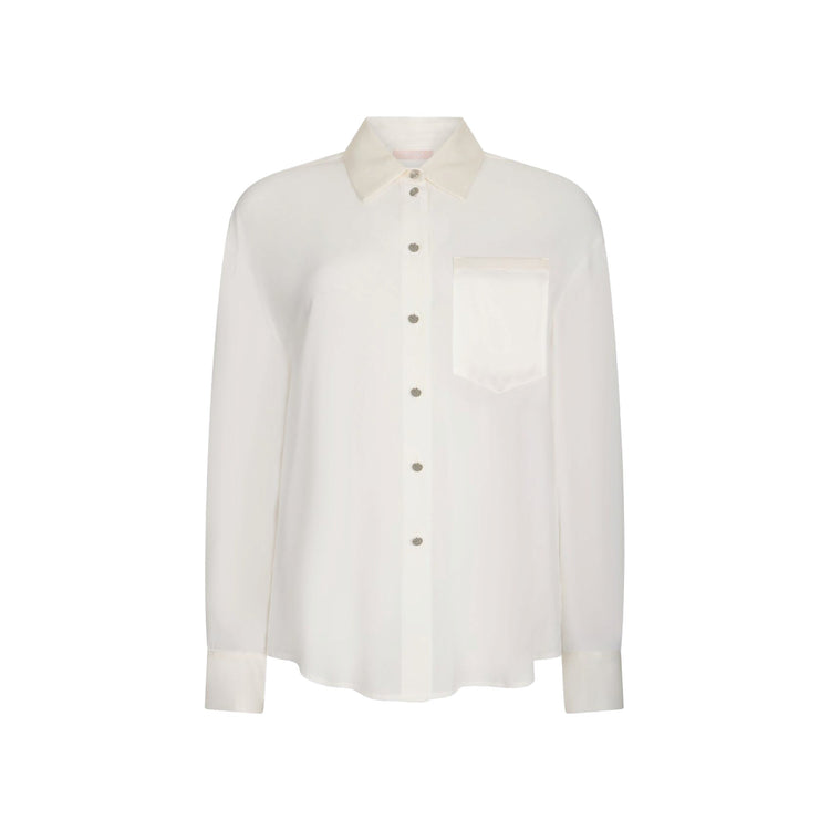 Camicia Donna in raso bianco con tasca