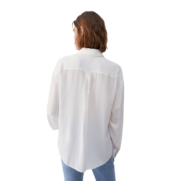 Camicia Donna in raso bianco con tasca modella retro