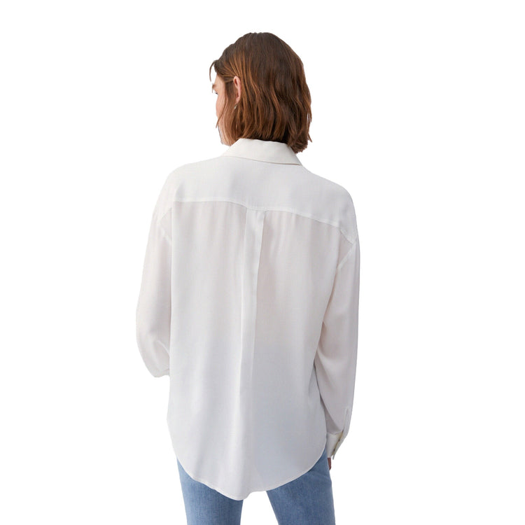 Camicia Donna in raso bianco con tasca modella retro