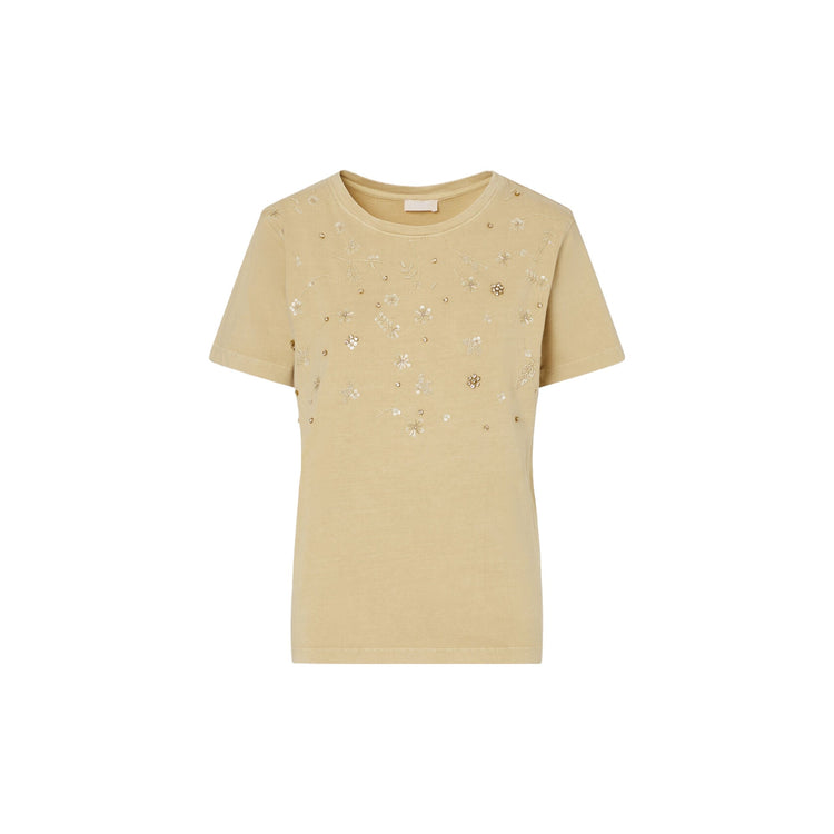 T-shirt Donna con ricami gioiello davanti