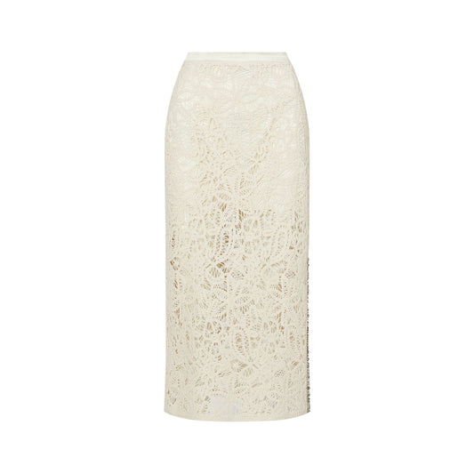 Gonna midi Donna in macramè bianco