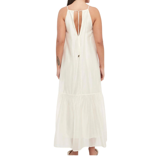 Abito Donna Bianco, con balza e scollo posteriore