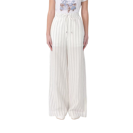 Pantaloni bianchi a righe nere da Donna