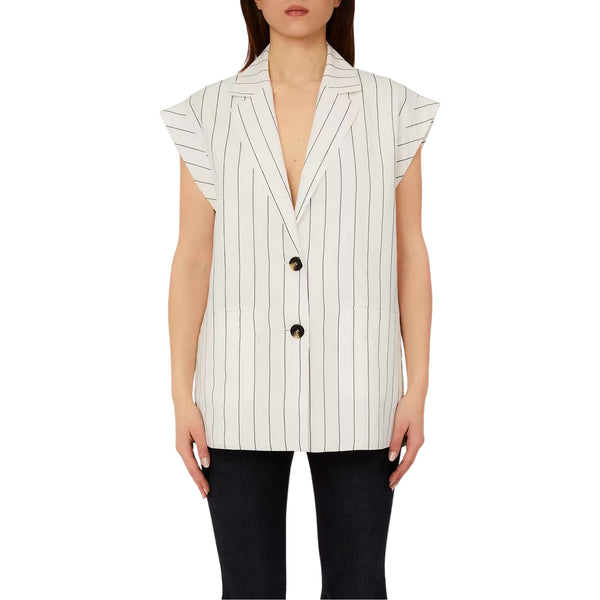 Gilet Donna Bianco con revers classici e bottoni