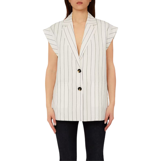 Gilet Donna Bianco con revers classici e bottoni