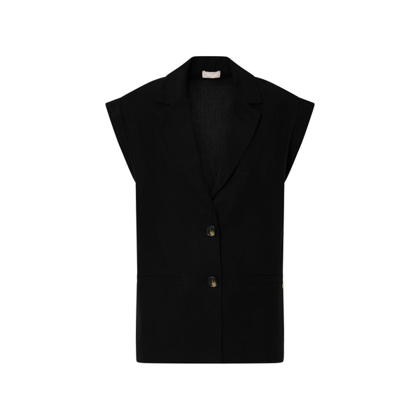 Gilet Donna in misto lino nero