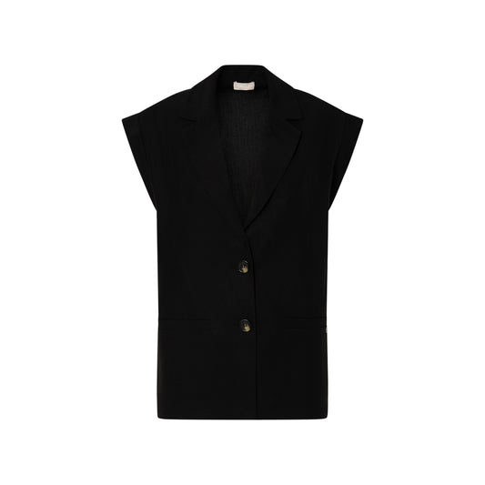 Gilet Donna in misto lino nero