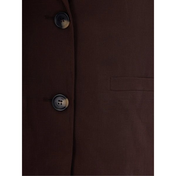 Gilet Donna Marrone con revers classici e bottoni