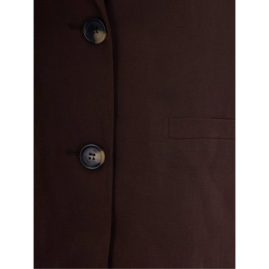 Gilet Donna Marrone con revers classici e bottoni
