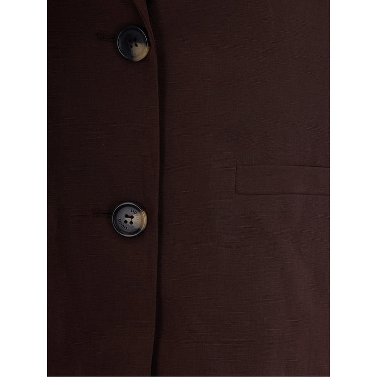Gilet Donna Marrone con revers classici e bottoni