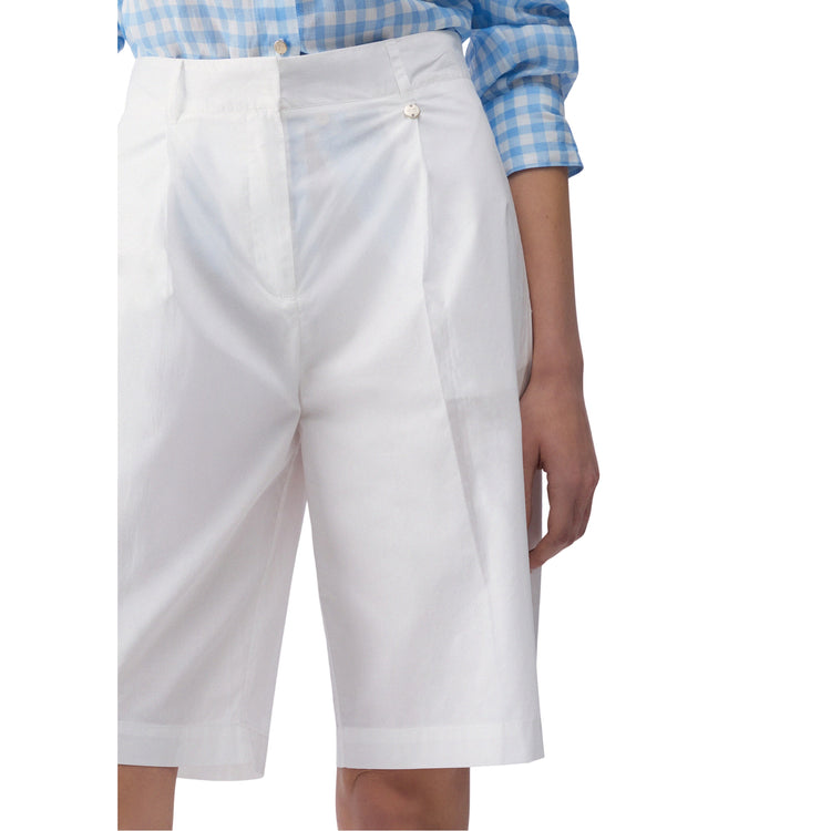 Bermuda in puro cotone a vita alta in bianco