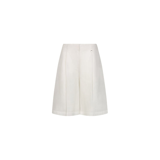 Bermuda in puro cotone a vita alta in bianco