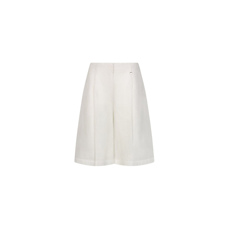 Bermuda in puro cotone a vita alta in bianco