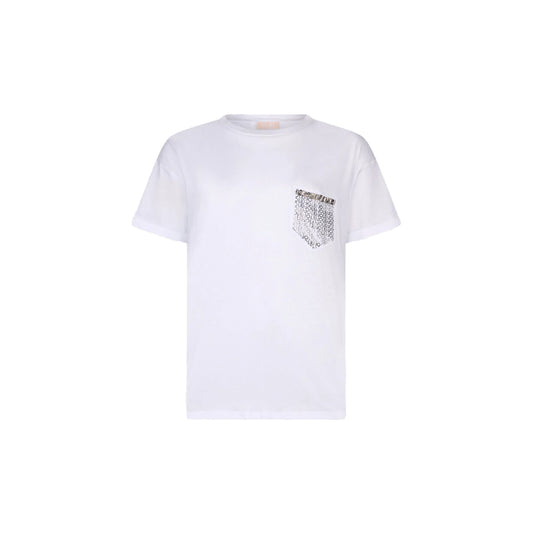 T-shirt Donna bianca con tasca gioiello