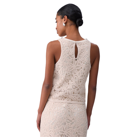 Top Donna in macramè Bianco modella retro