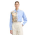 Camicia da donna celeste a righe con stampa