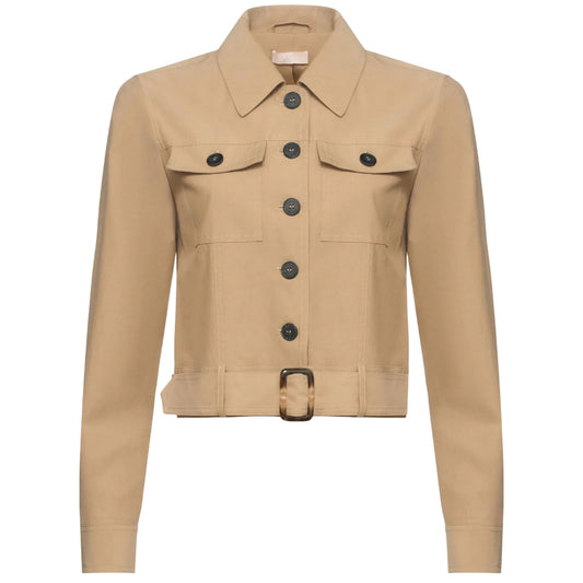 Giacca da Donna beige con bottoni e cinta