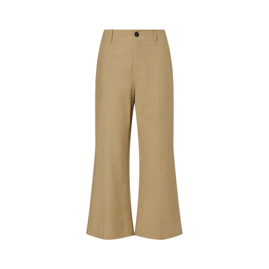 Pantalone Donna Beige, con gamba larga