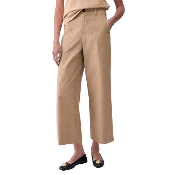 Pantalone Donna Beige, con gamba larga