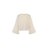 Blusa Donna Bianca con scollo a goccia e balze