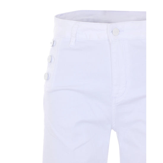 Jeans skinny bianchi con bottoni laterali