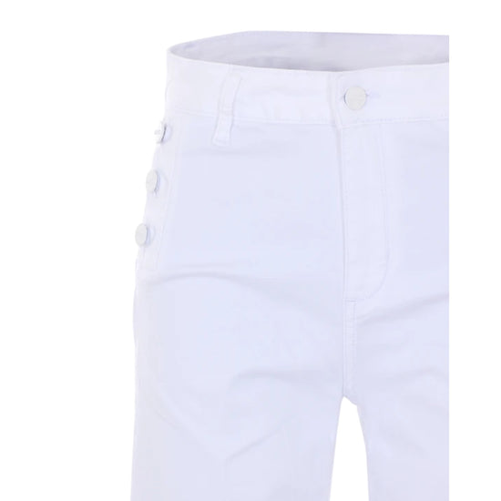 Jeans skinny bianchi con bottoni laterali