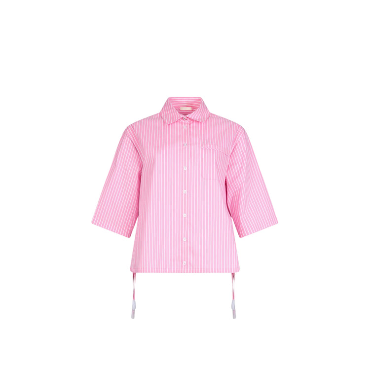 Camicia rosa con righe bianche a mezze maniche