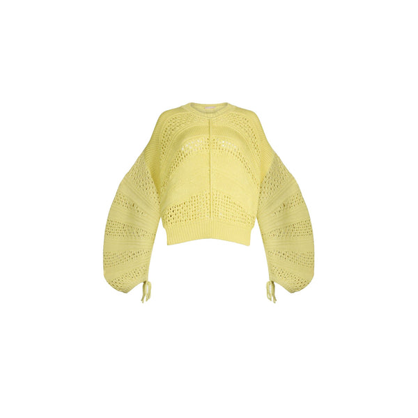 Maglia Donna in crochet traforato Giallo