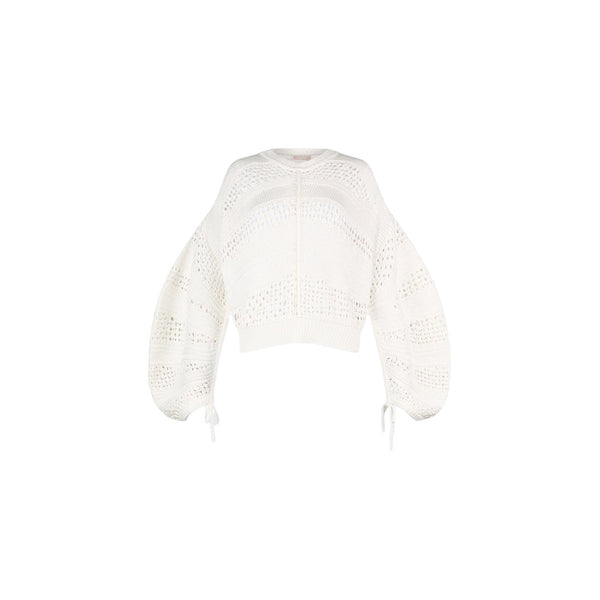 Maglia Donna in crochet traforato Bianco