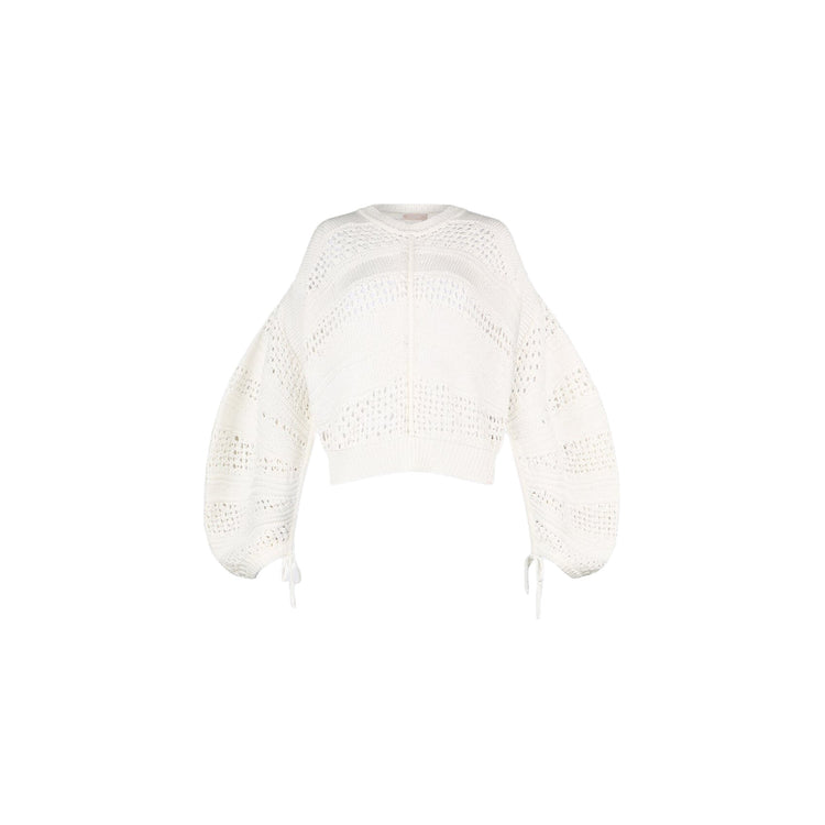 Maglia Donna in crochet traforato Bianco