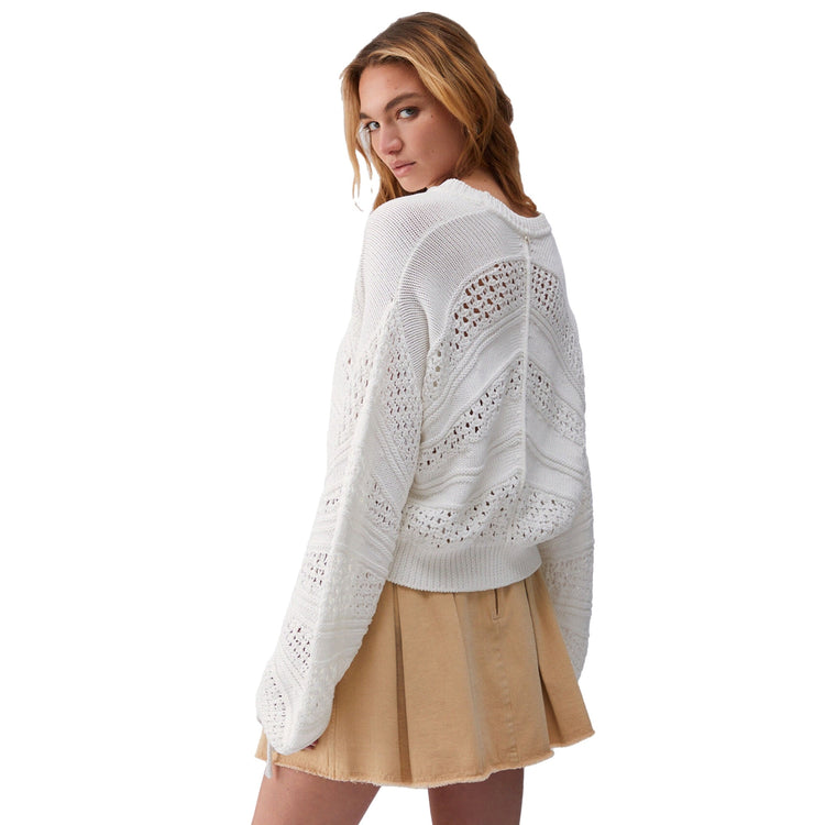 Maglia Donna in crochet traforato Bianco modella retro