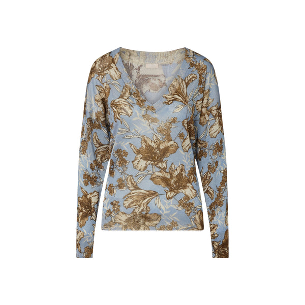 Maglia Donna in viscosa con scollo a V e fantasia