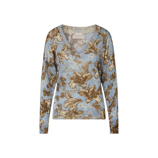 Maglia Donna in viscosa con scollo a V e fantasia