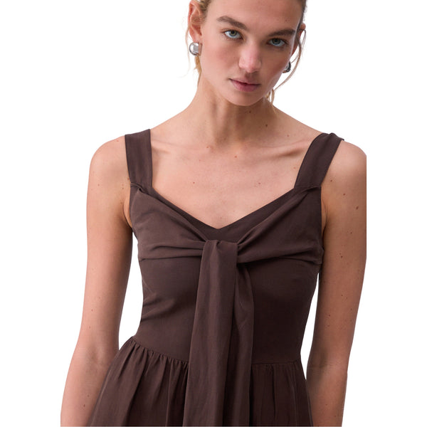 Abito lungo Donna Marrone Misto Lino