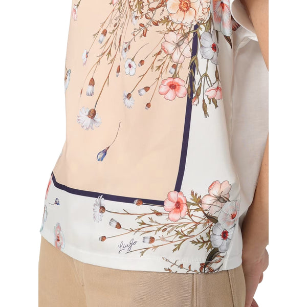 T-shirt Donna floreale, con maniche corte a girocollo
