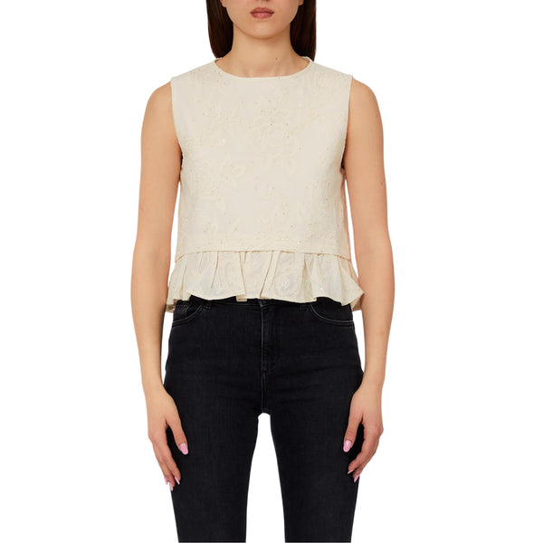Blusa Donna con volant al fondo Beige