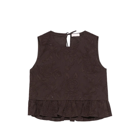 Blusa Donna con volant al fondo Marrone