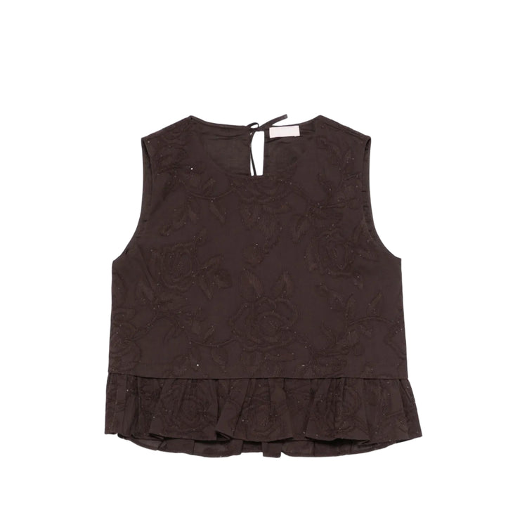Blusa Donna con volant al fondo Marrone