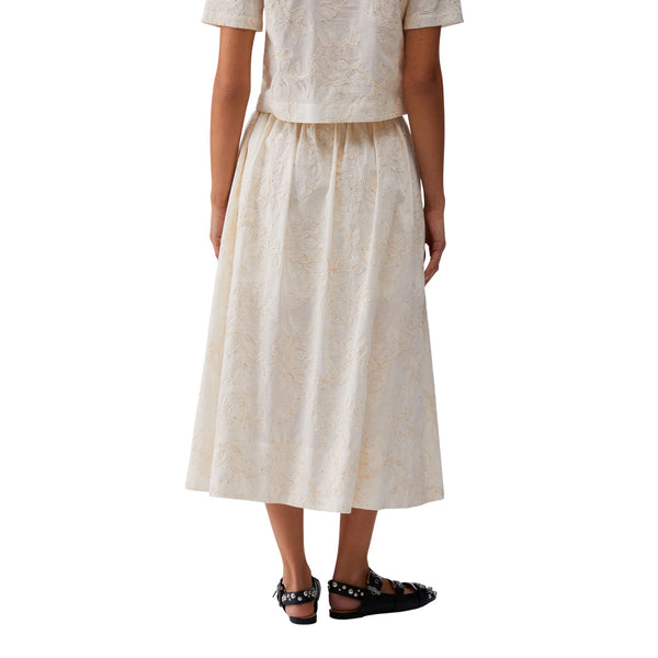 Gonna da donna in cotone mussola con ricami in bianco