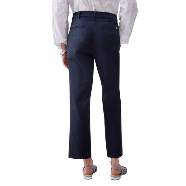 Pantaloni chino blu in raso stretch