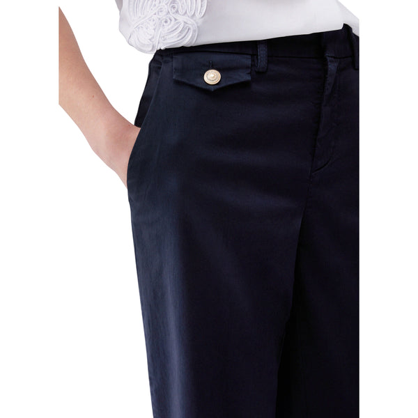Pantaloni chino blu in raso stretch
