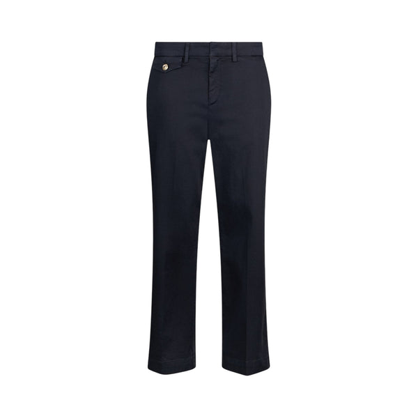 Pantaloni chino blu in raso stretch