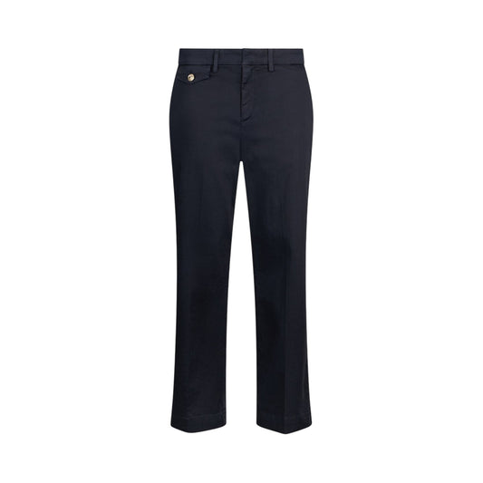Pantaloni chino blu in raso stretch