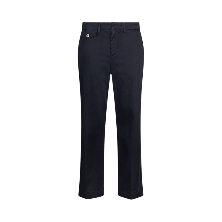 Pantaloni chino blu in raso stretch