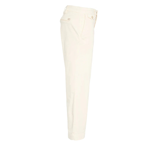 Pantalone chino in raso stretch panna